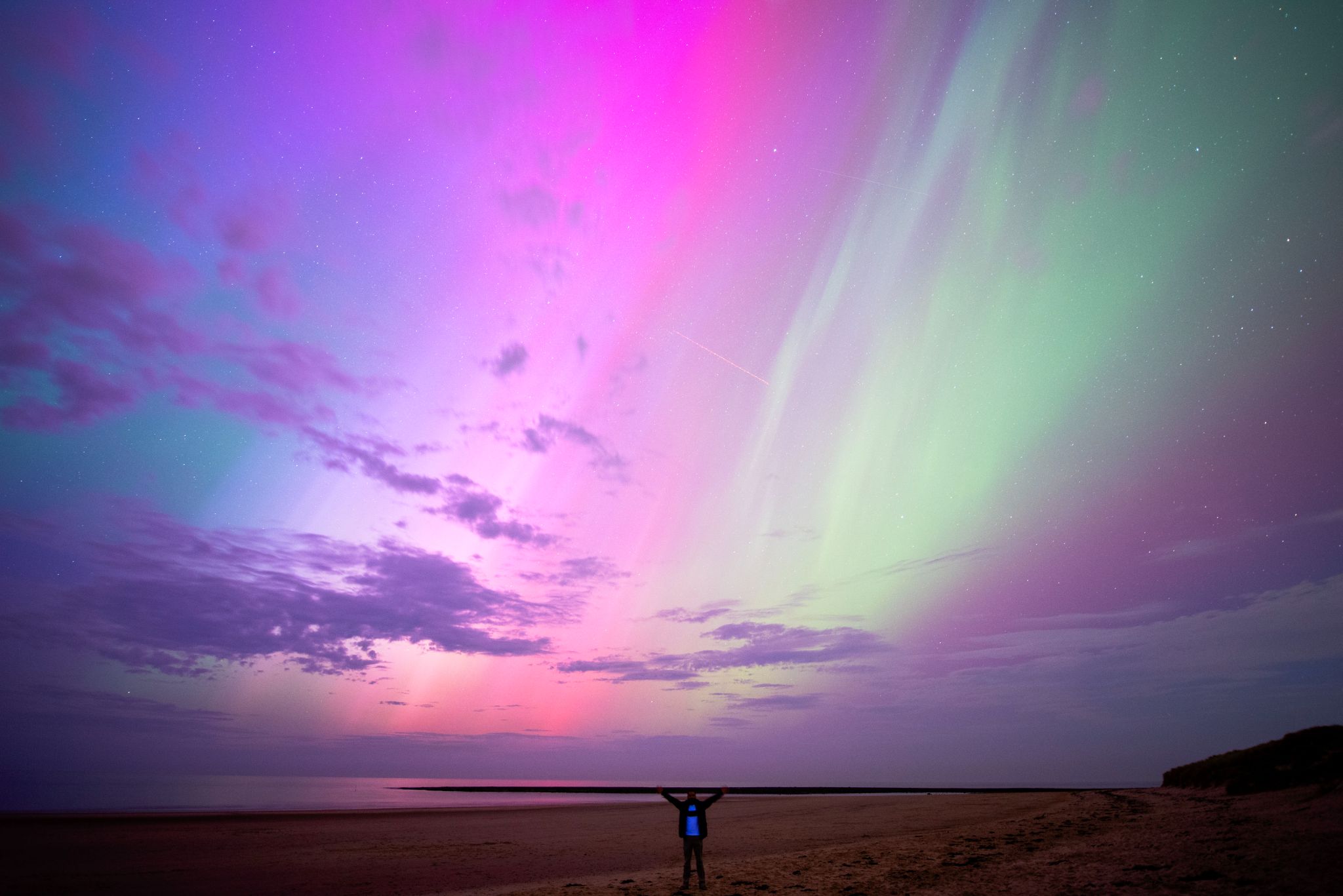 Community photo entitled The Aurora from Cresswell Beach, Northumberland by Juned Patel on 05/11/2024 at Cresswell Beach, Northumberland