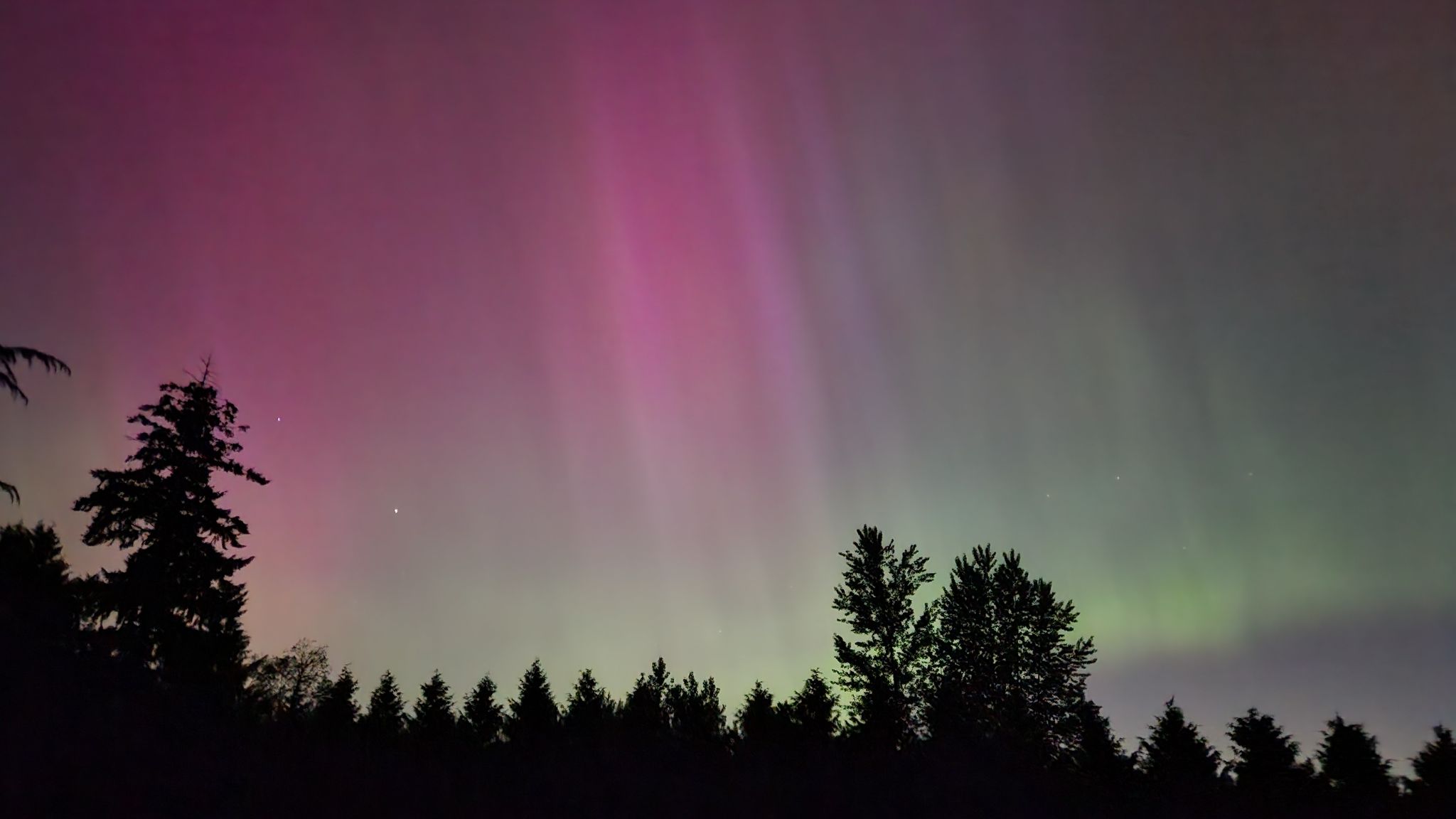 Community photo entitled The majestic Northern Lights. by Brenda J. on 05/10/2024 at Tacoma, Washington