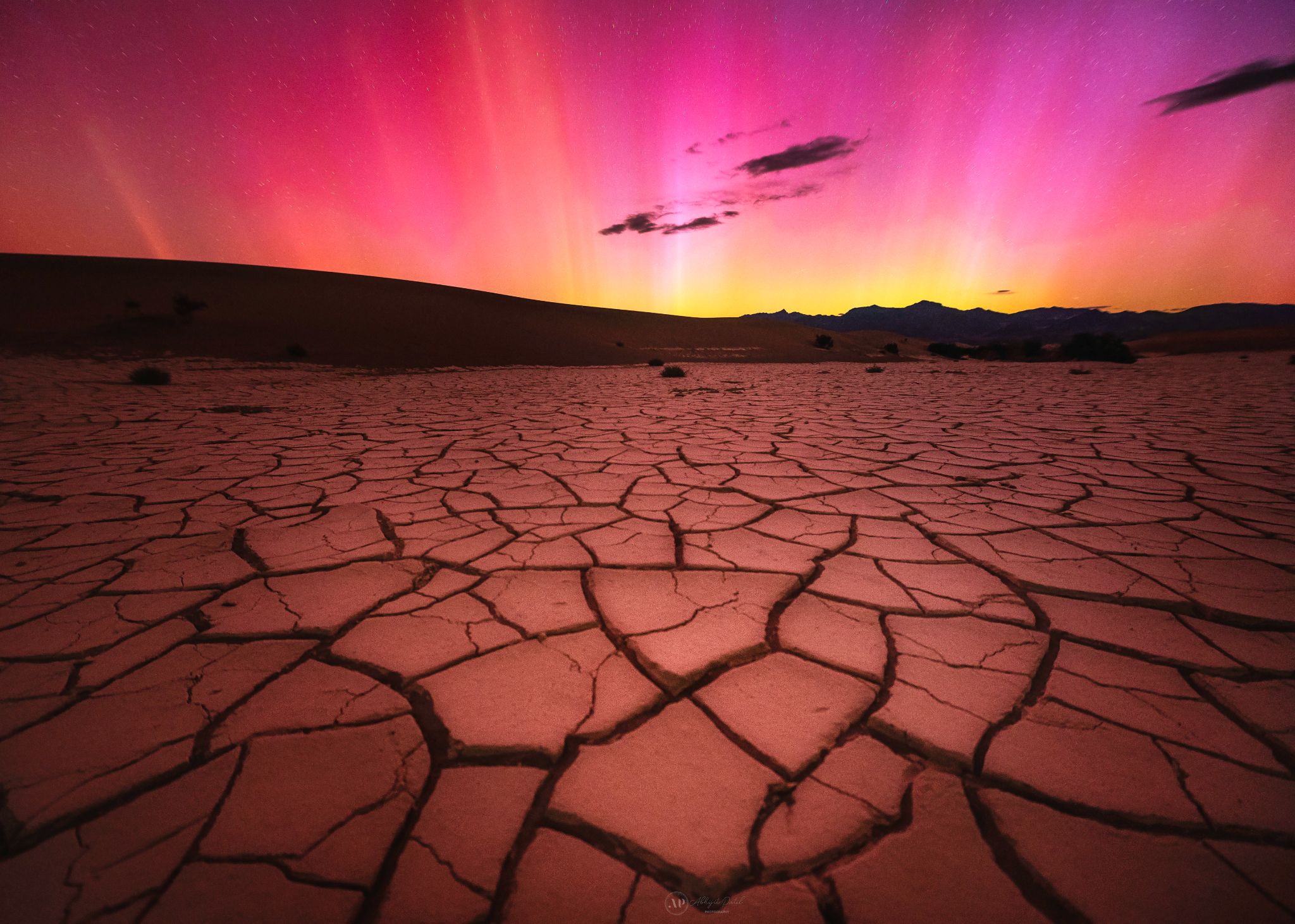 Community photo entitled Aurora with mud cracks by Abhijit Patil on 05/10/2024 at Death Valley National Park, California, USA