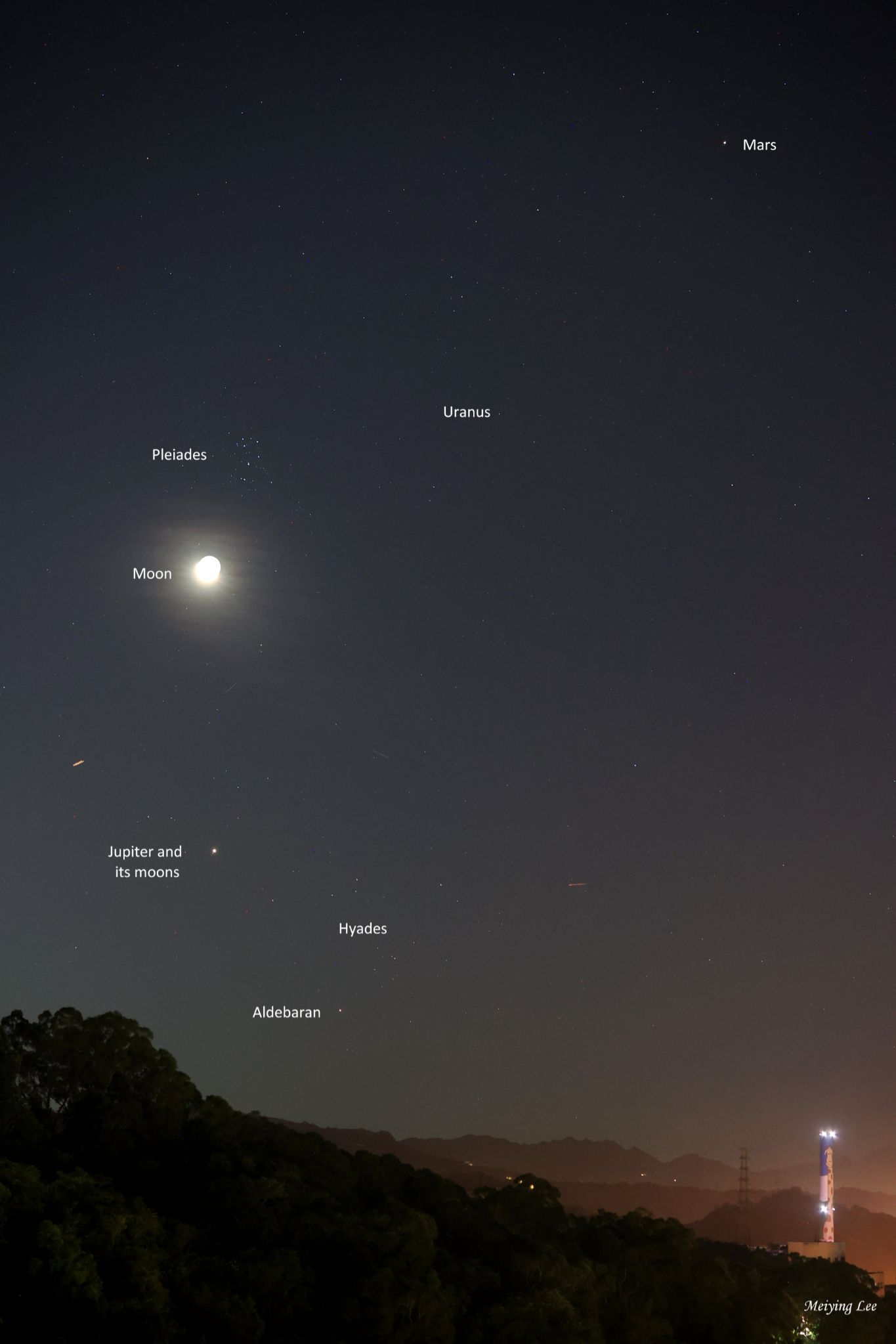 Community photo entitled Pleiades and Jupiter conjunct the Moon by Meiying Lee on 07/03/2024 at Taipei, Taiwan