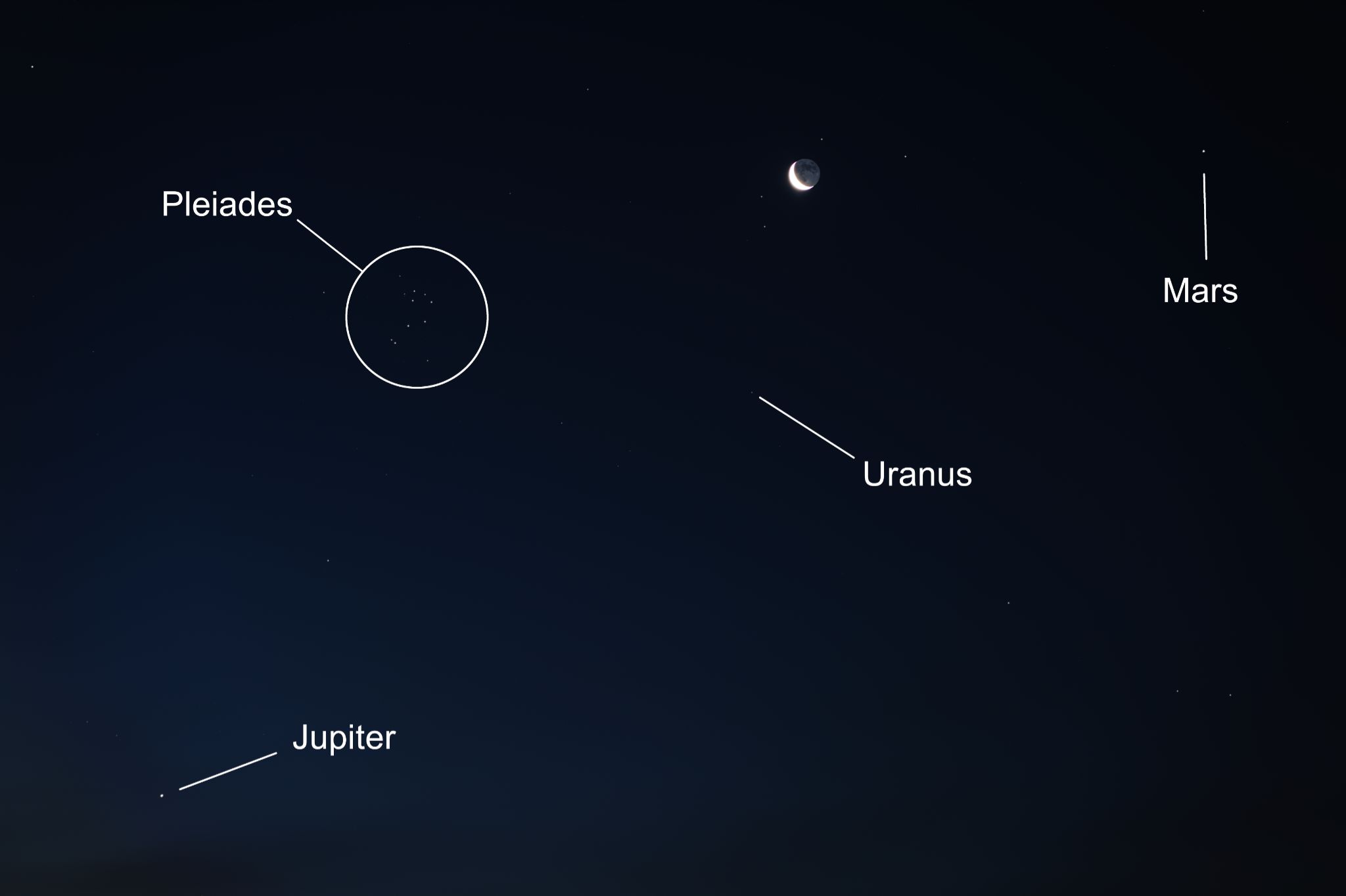 Community photo entitled Moon, Mars, Uranus, Jupiter and Pleiades by Fausto Lubatti on 07/02/2024 at Melegnano, Lombardy, Italy