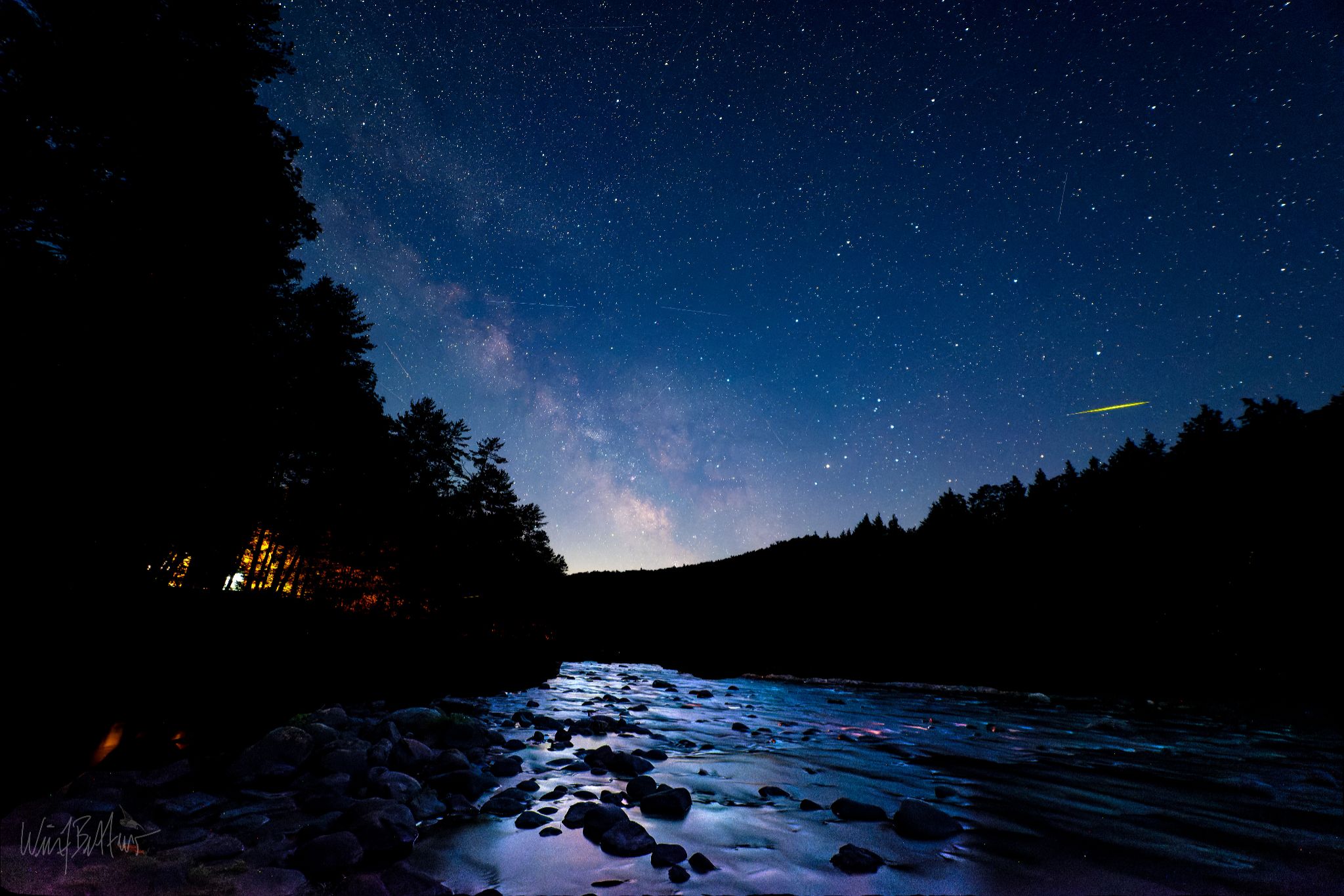 Community photo entitled Milky Way and shooting stars over the Sacandaga by Bill Bettermann on 07/07/2024 at Wells, NY