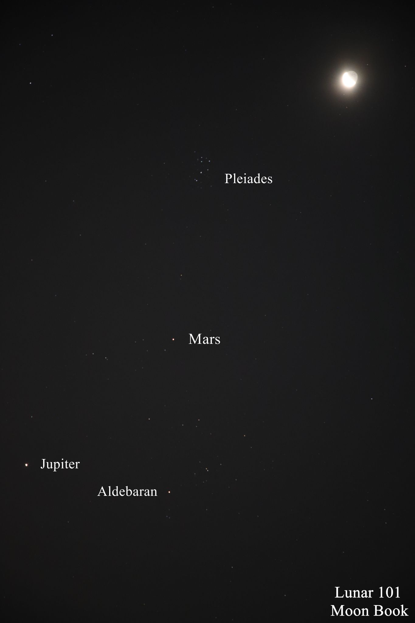 Community photo entitled Moon with Pleiades, Mars, Jupiter and Aldebaran by Steven Sweet on 07/29/2024 at Mississauga, Ontario Canada