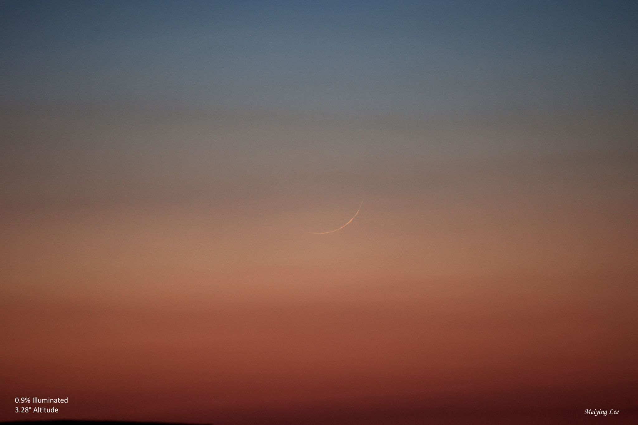 Community photo entitled The Youngest and Thinnest Crescent Moon by Meiying Lee on 08/05/2024 at Taipei, Taiwan