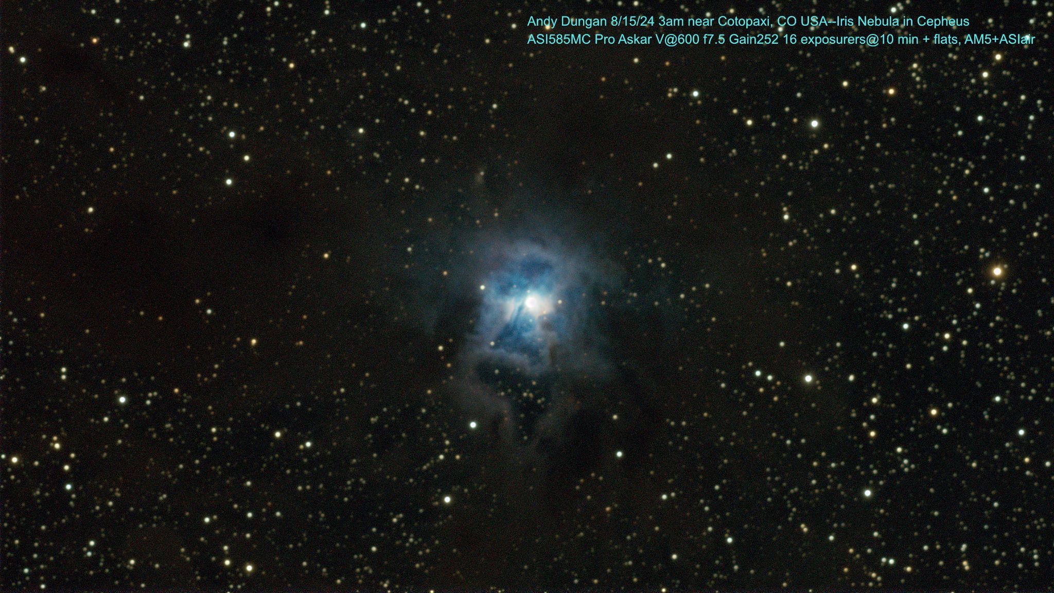 Community photo entitled Iris Nebula in Cepheus Constellation by Andy Dungan on 08/15/2024 at Near Cotopaxi, CO USA