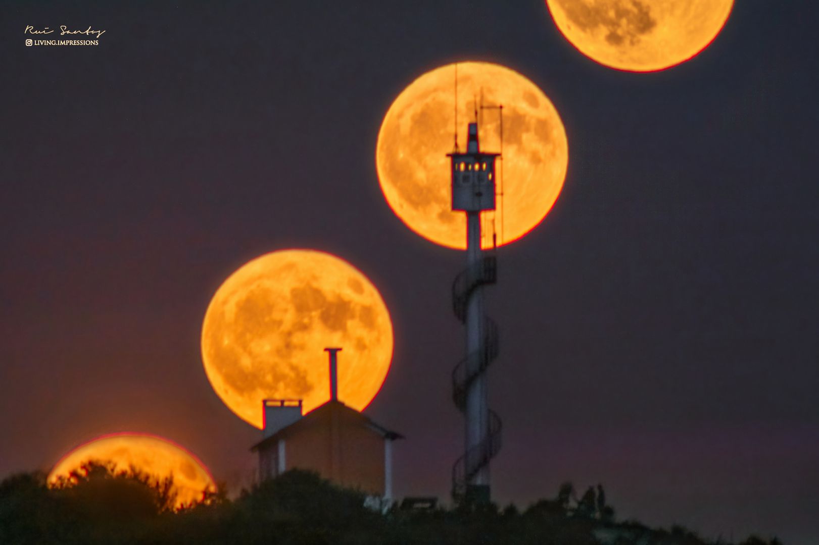 Community photo entitled Super Moon Rises Behind Watchpost by Rui Santos on 08/19/2024 at Leiria, Portugal