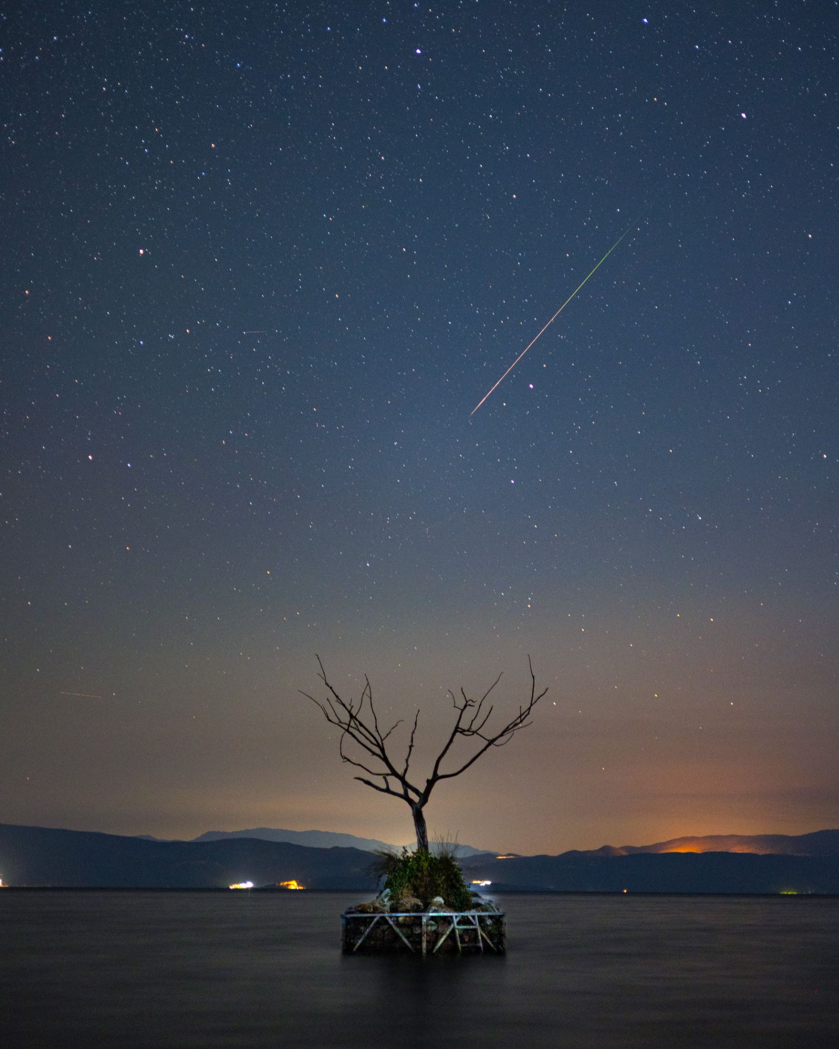 Community photo entitled Meteor Over Lake Ohrid with Distant Wildfires by Riste Spiroski on 08/12/2024 at Ohrid, Macedonia