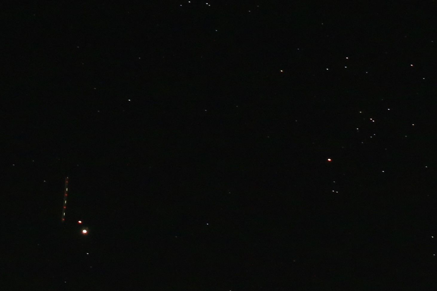 Community photo entitled Conjunction of Mars, Jupiter, and Jet Aircraft by Bill Kozar on 08/14/2024 at Columbus, Indiana, USA