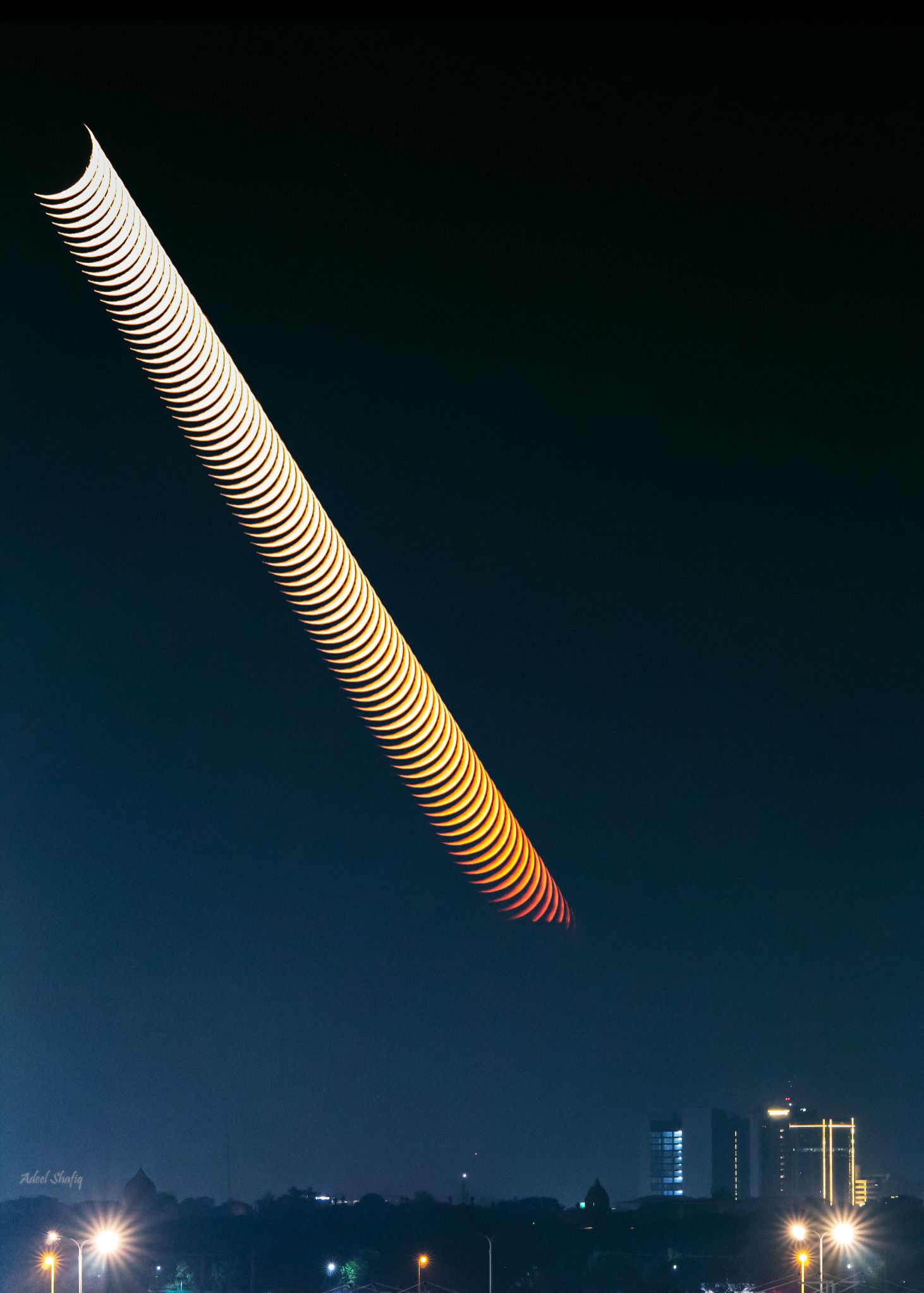 Community photo entitled Crescent Moon meets City line! by Adeel Shafiq on 08/07/2024 at Lahore, Punjab, Pakistan