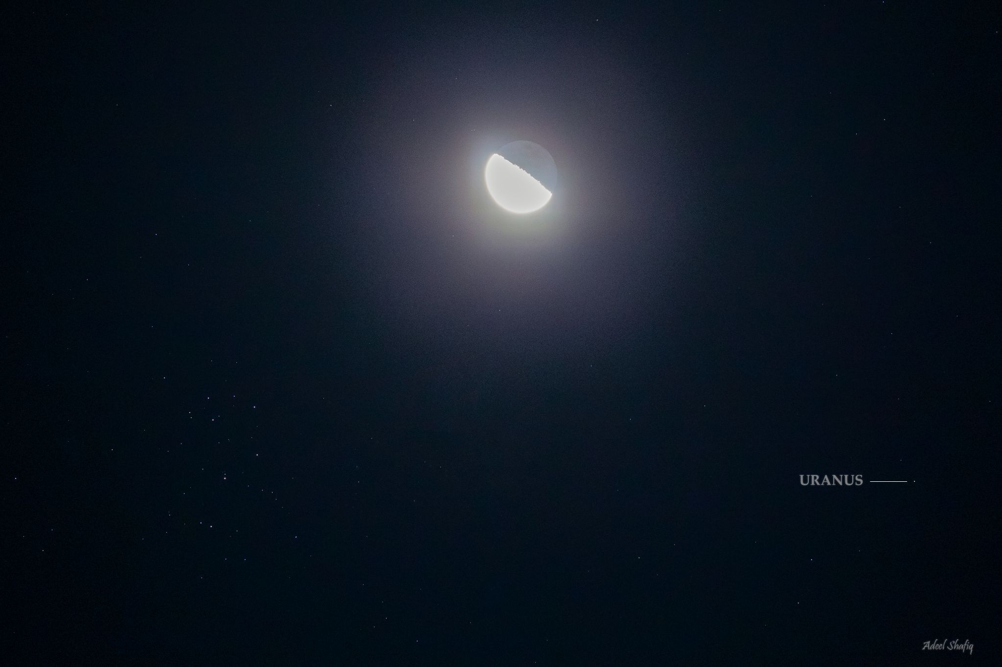 Community photo entitled Moon, seven sisters and planet Uranus in conjunction! by Adeel Shafiq on 08/26/2024 at Lahore, Punjab, Pakistan