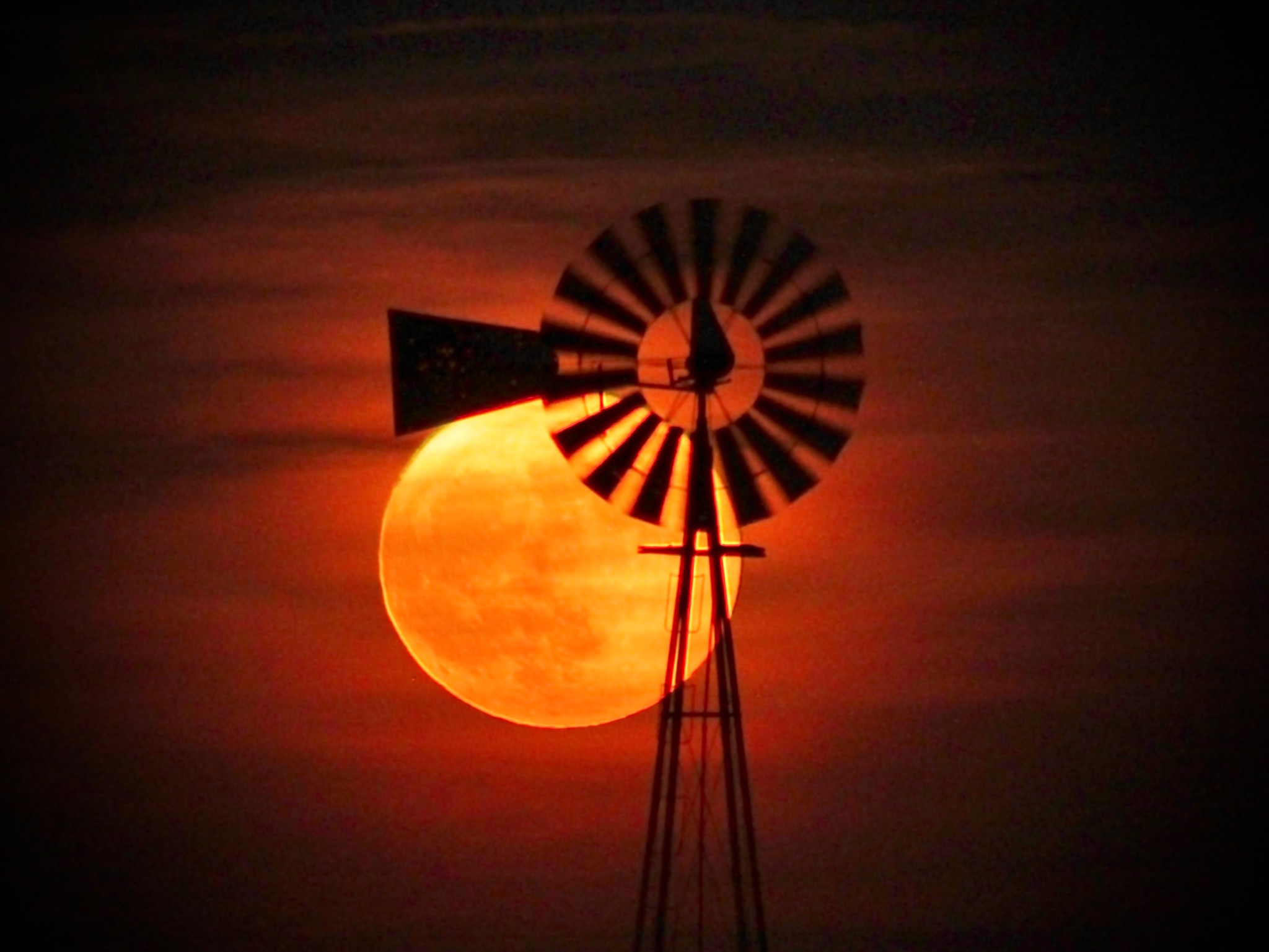 Community photo entitled Super Moon with Texas Windmill by Bob Rich on 08/19/2024 at Bryan, TX, USA