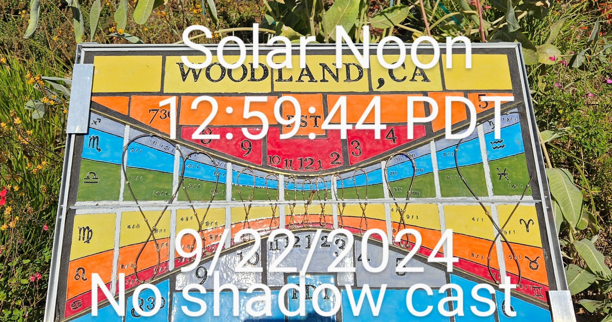 Community photo entitled Woodland Polar Sundial, Solar Noon, 9/22/2024 Equinox by Rick Williams on 09/22/2024 at Woodland, CA, USA