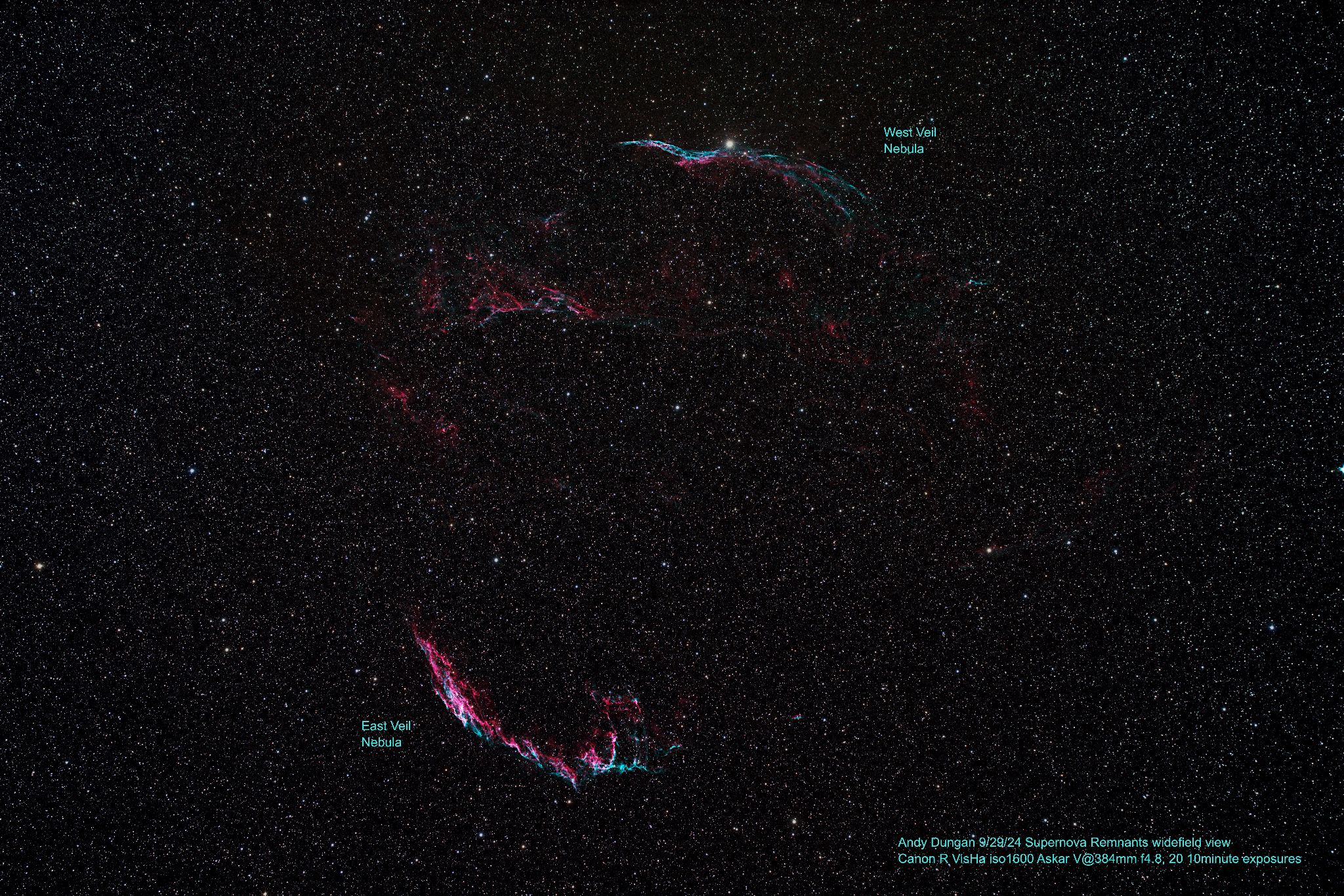 Community photo entitled Supernova Remnants--Veil Nebulae by Andy Dungan on 09/28/2024 at Near Cotopaxi, CO USA