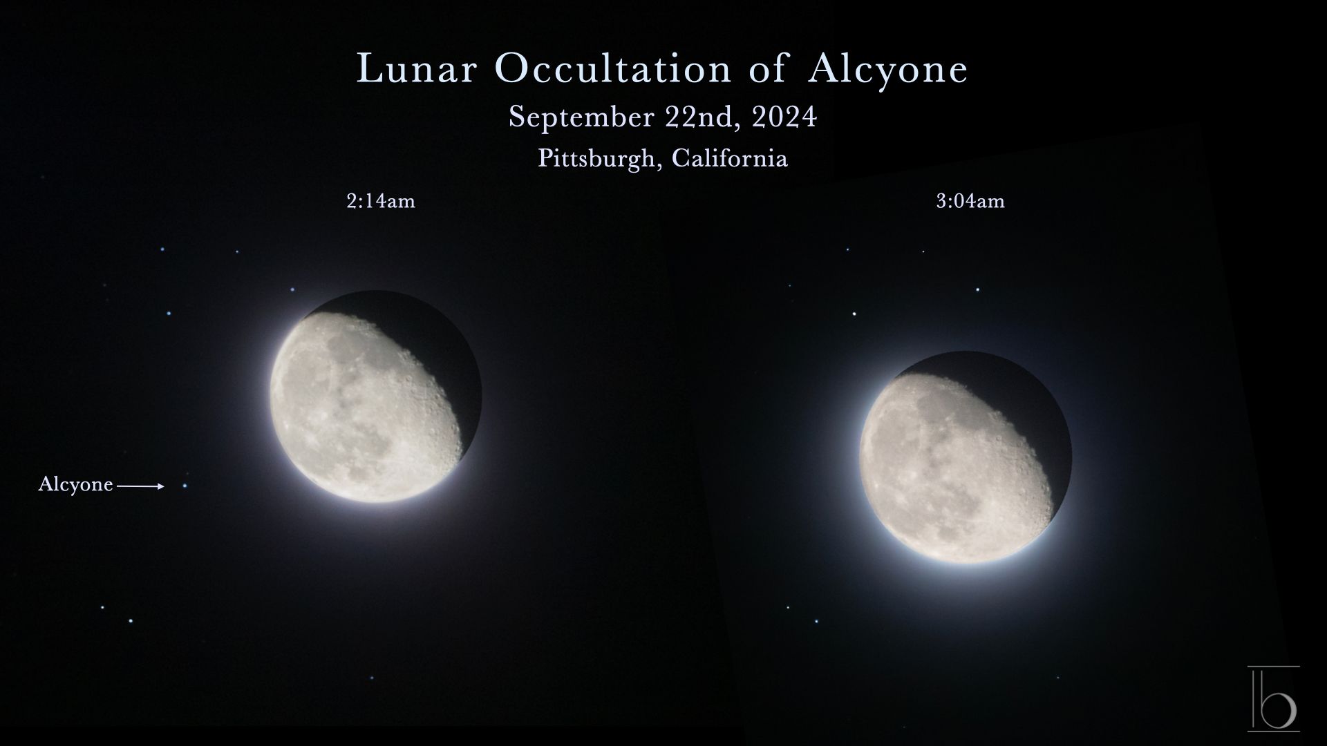 Community photo entitled Lunar Occultation of Alcyone by Gemini Brett on 09/22/2024 at Pittsburgh, California, USA