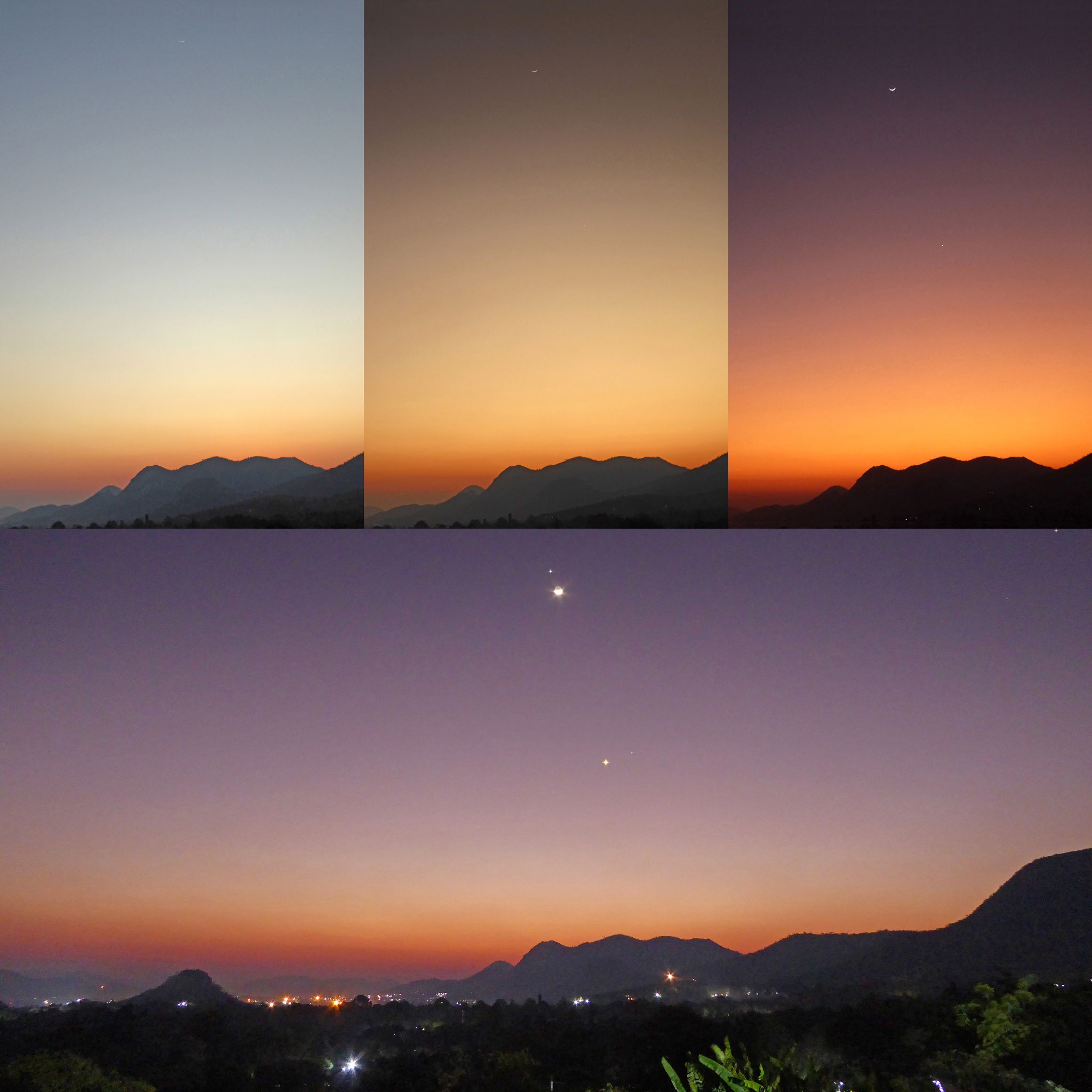 Community photo entitled Moon, Spica, Venus and Porrima in Volcanic Sunset by Peter Lowenstein on 09/06/2024 at Mutare, Zimbabwe