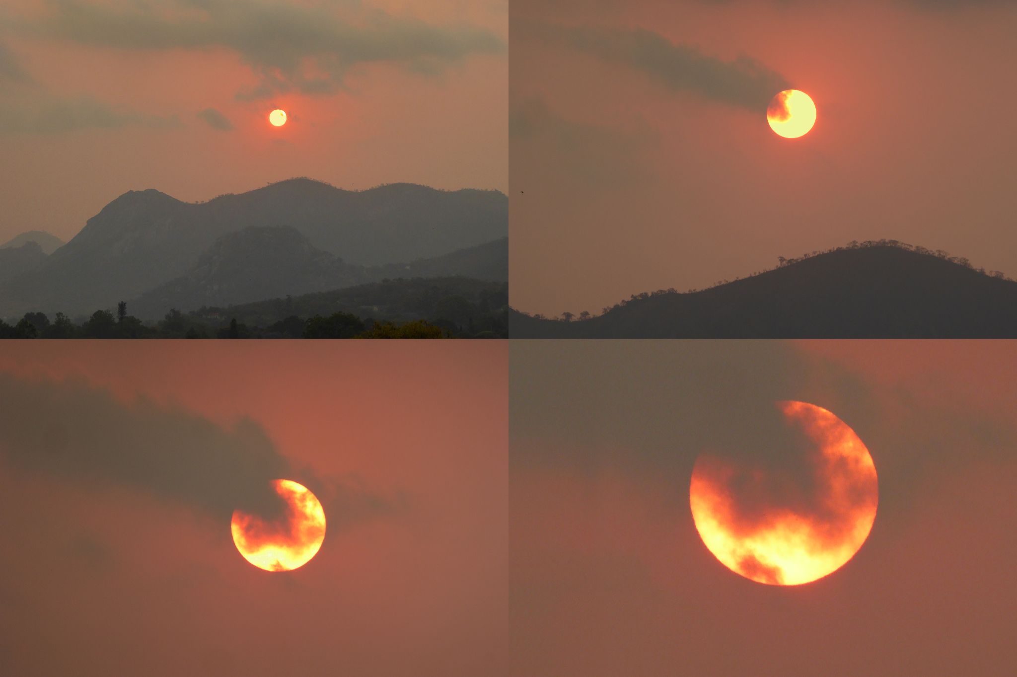 Community photo entitled Smoke-Hazed and Cloud-Marbled Sun Setting by Peter Lowenstein on 09/21/2024 at Mutare, Zimbabwe