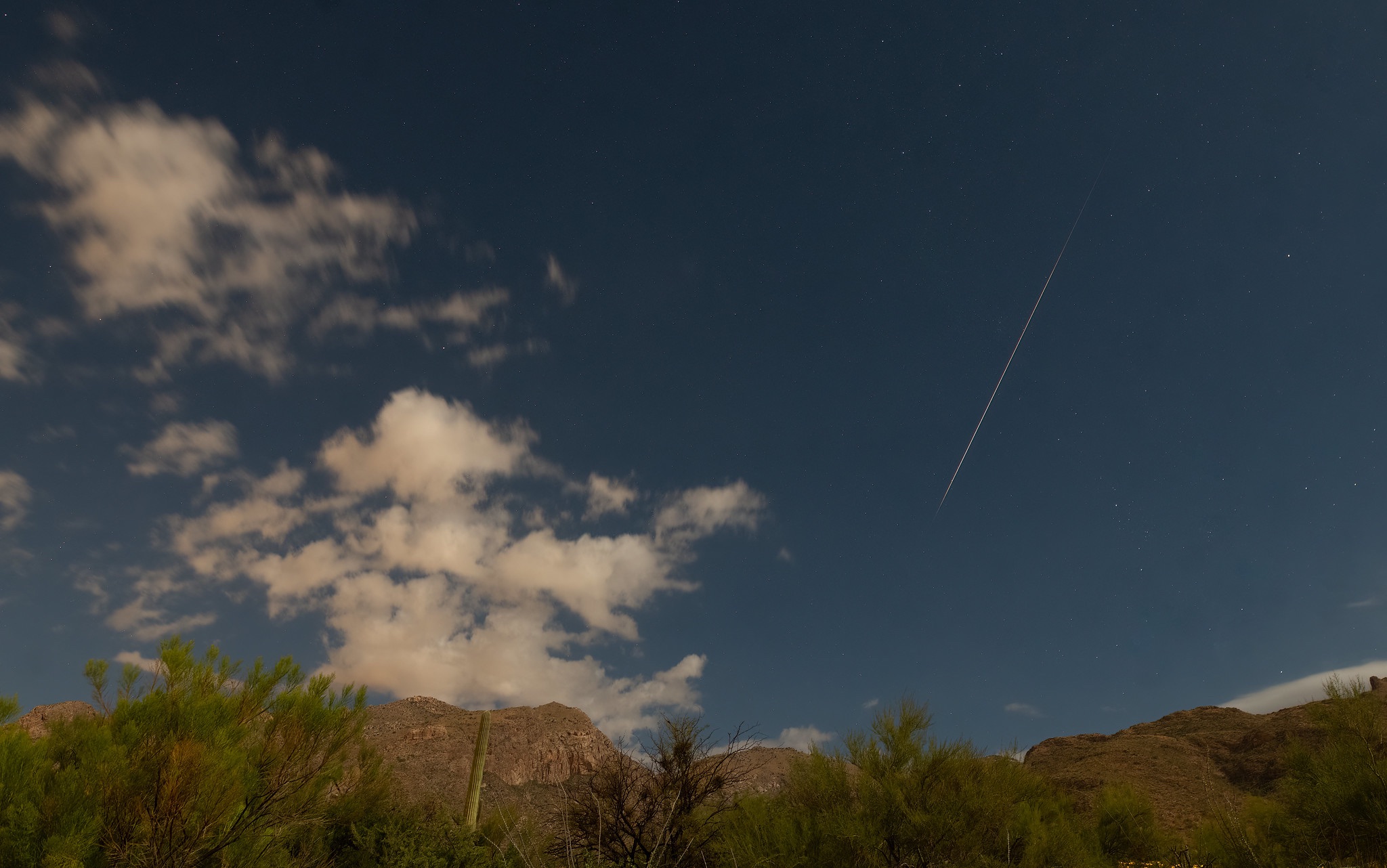 Community photo entitled Bright meteor in full Harvest-Moon light by Eliot Herman on 09/17/2024 at Tucson AZ