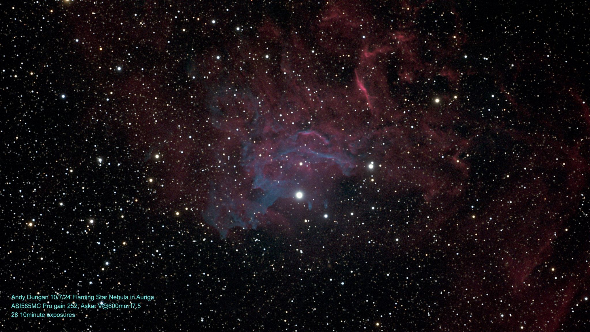 Community photo entitled Flaming Star Nebula & so it is! by Andy Dungan on 10/07/2024 at Near Cotopaxi, CO USA