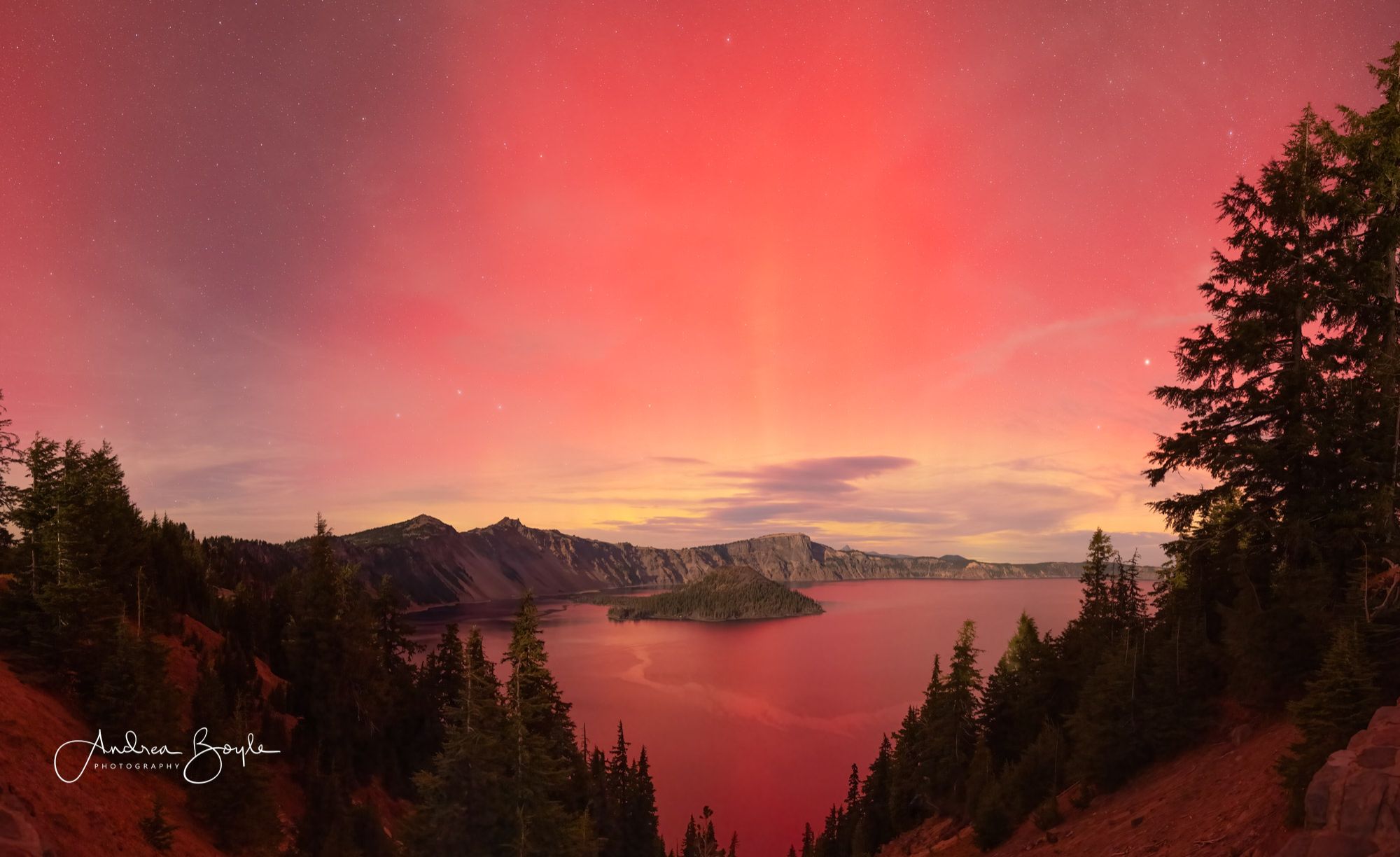 Community photo entitled Fiery Caldera by Andrea Boyle on 10/10/2024 at Crater Lake National Park, Oregon