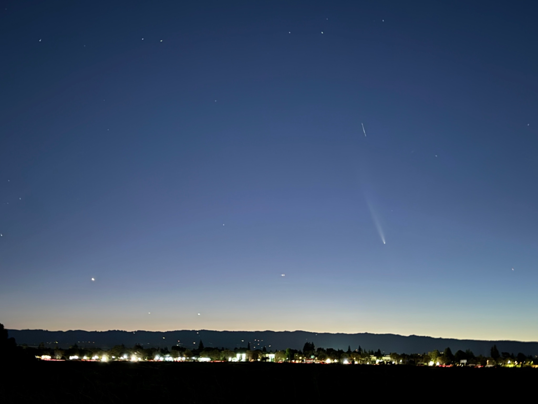 Community photo entitled Comet Tsuchinshan-ATLAS and Meteor on San Francisco Bay by Elena Fritchle on 10/13/2024 at Mountain View, CA