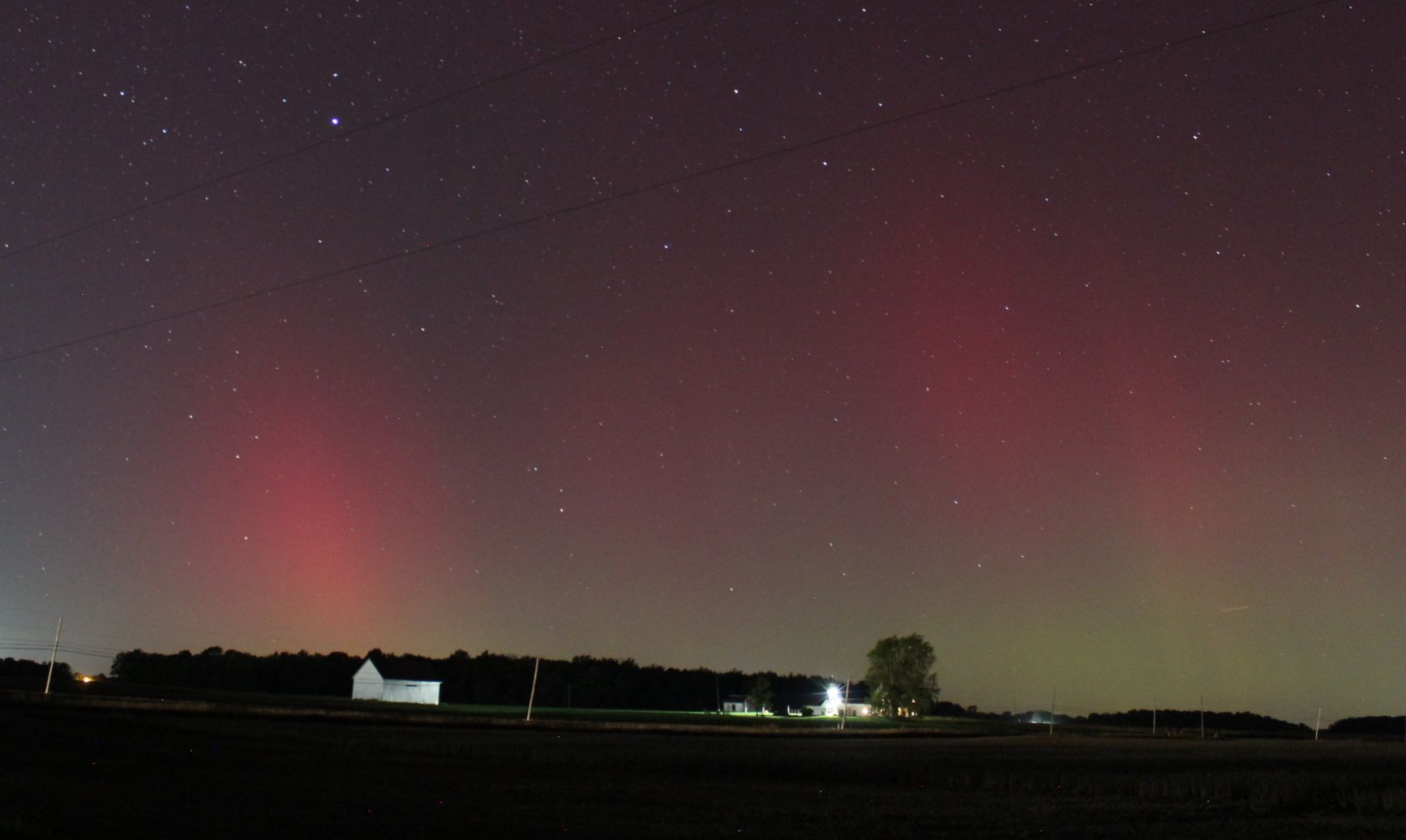 Community photo entitled Aurora seen in East-Central Indiana by Ron Shaneyfelt on 10/08/2024 at North of Hartford City, Indiana