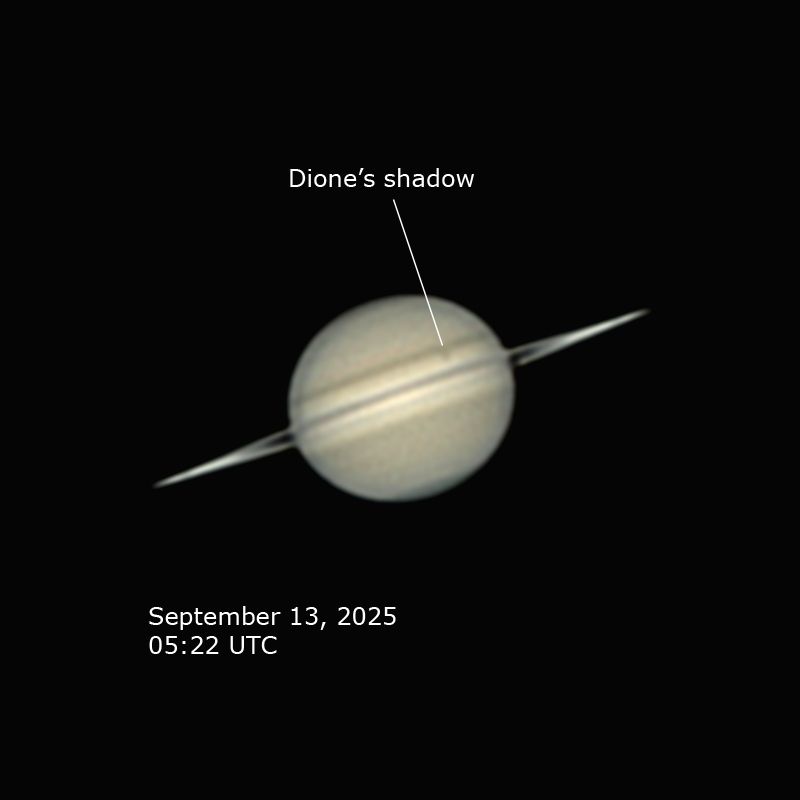 Community photo entitled Dione's shadow on Saturn by Steven Bellavia on 09/13/2025 at Smithfield, VA