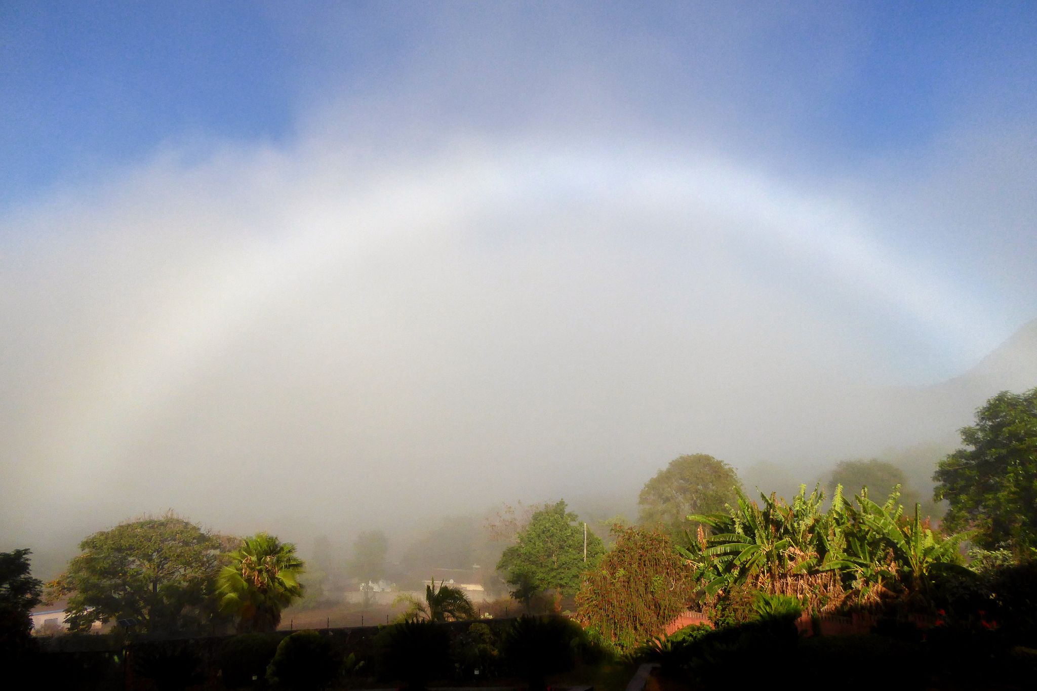 Community photo entitled Beautiful Sunrise Fogbow at 6.47 am by Peter Lowenstein on 10/02/2025 at Mutare, Zimbabwe