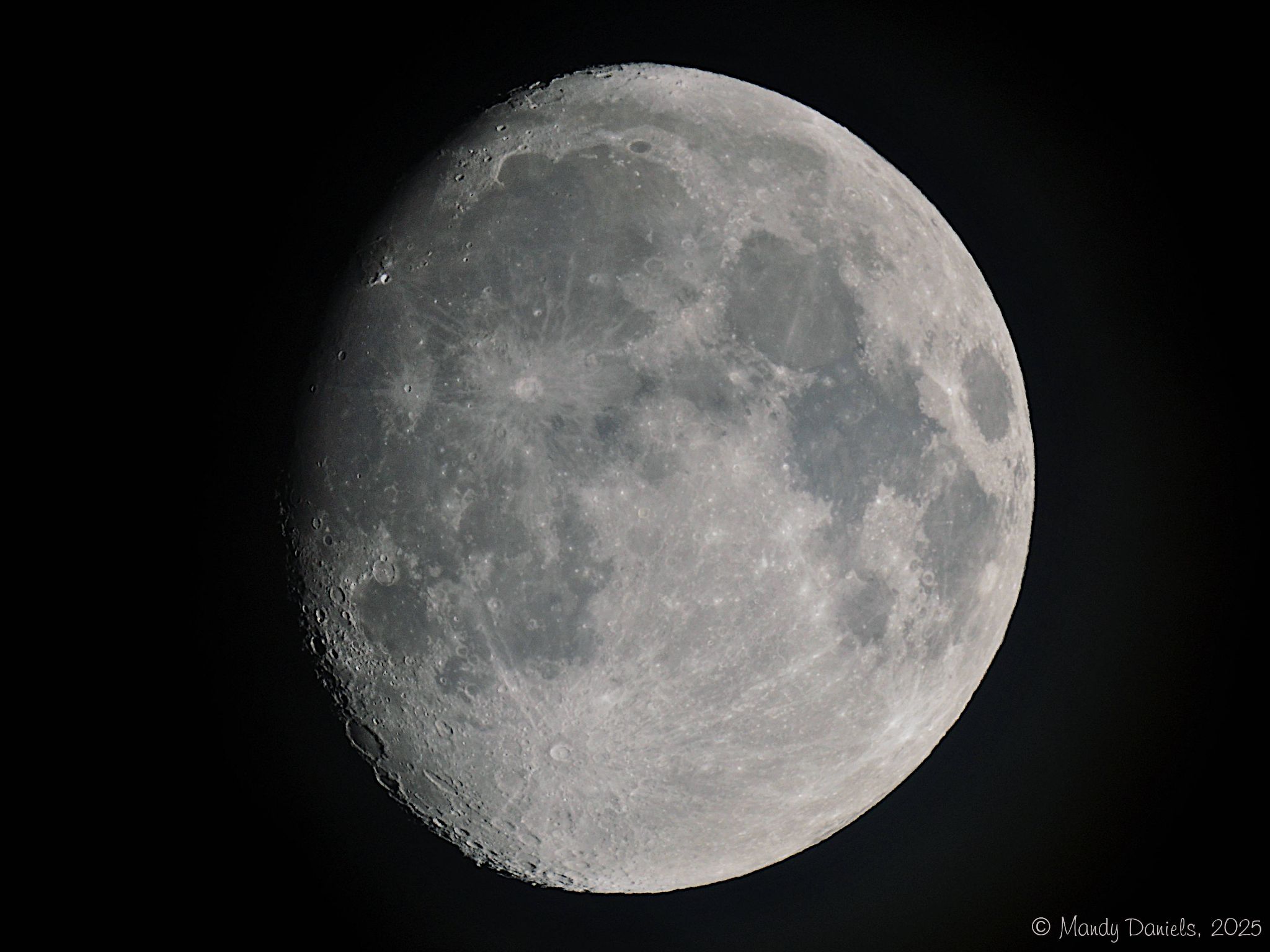 Community photo entitled Waxing Gibbous Moon - 90% by Mandy Daniels on 11/02/2025 at Derbyshire, UK