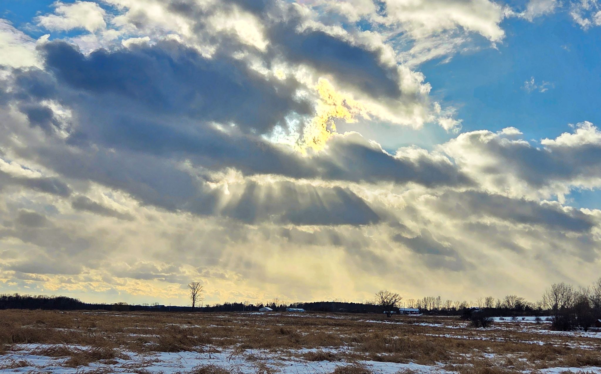 Community photo entitled Dramatic Crepuscular Clouds by Lorraine Boyd on 01/02/2026 at Fort Edward, New York