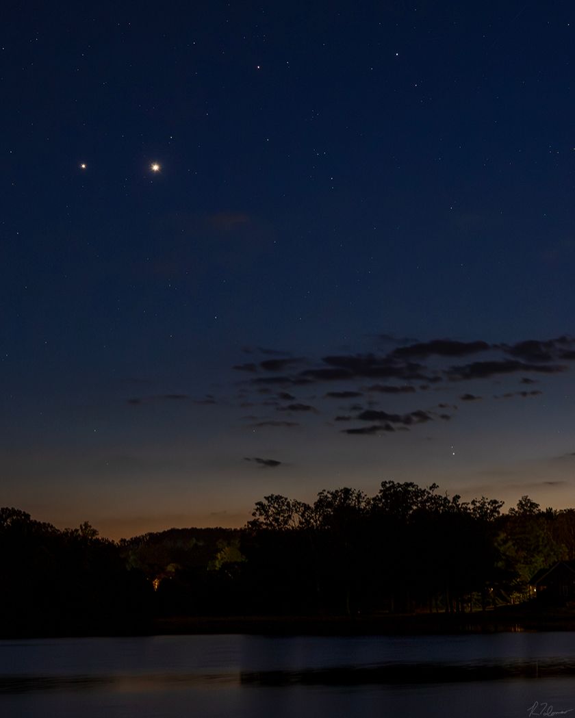 Community photo entitled Jupiter and Venus Conjunction Along with Mercury Watching over Lake Ashby by Ray Tolomeo on 06/07/2026 at Warrenton, Virginia