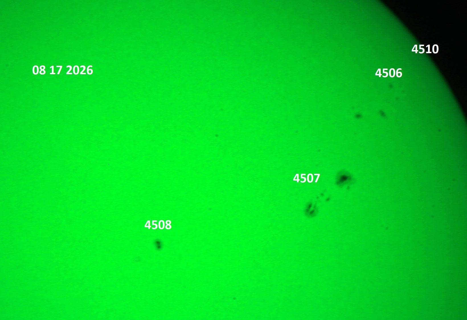 Community photo entitled Sunspots 4506 and 4507 have 'beta-gamma' Magnetic Fields by Victor Rogus on 08/17/2026 at Sedona, Arizona, USA